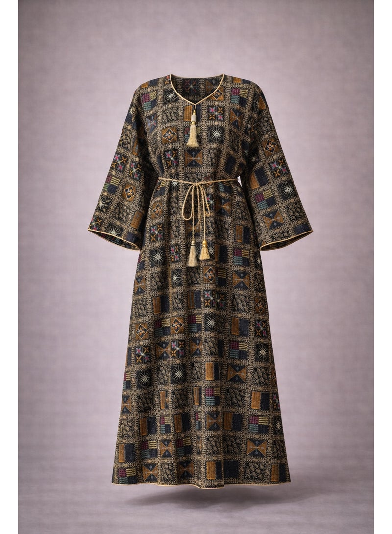 UD Women’s Embroidered Jalabiya with Traditional Touch, Gaitan Belt & Relaxed Fit Size S - Image 2
